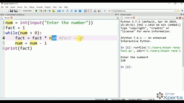 Factorial Program | Basic Program in Python | Tutorial - 04 | Delivered By - Akash Rana смотреть онлайн