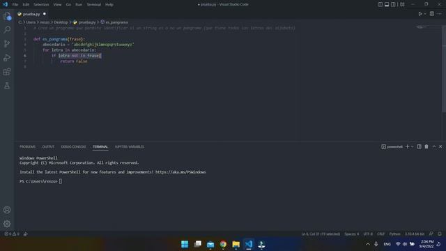 Ejercicios básicos de Python: identifica si un string es o no un pangrama смотреть онлайн