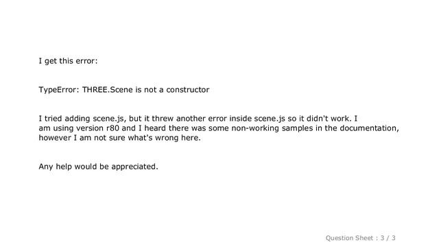HTML : Three.js - TypeError: THREE.Scene is not a constructor смотреть онлайн