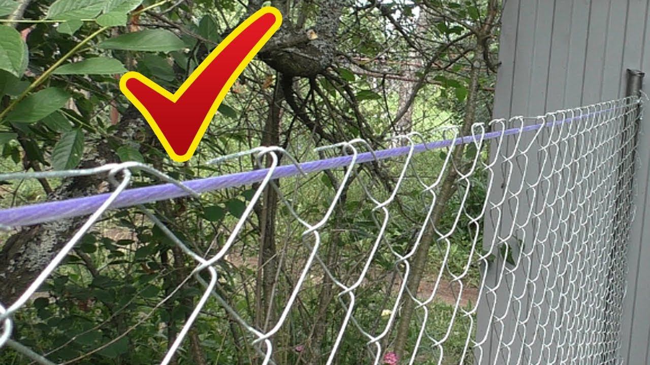 Как натянуть трос между столбами забора из сетки рабицы смотреть онлайн