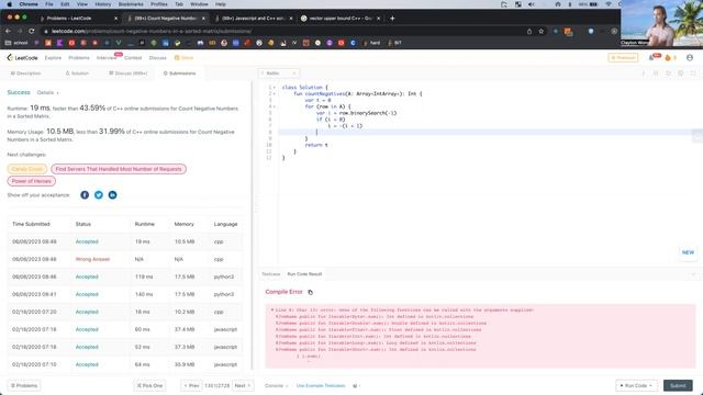 1351. Count Negative Numbers in a Sorted Matrix (2023-06-08) смотреть онлайн