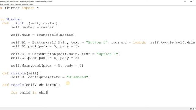 How to Disable Children Widgets in a Frame - Tkinter Python смотреть онлайн