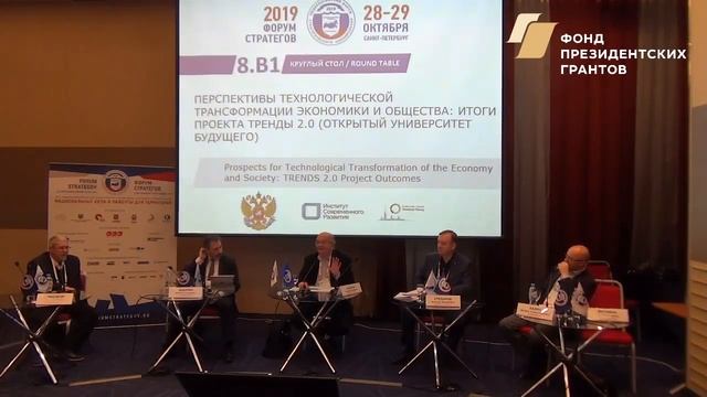 "ПЕРСПЕКТИВЫ ТЕХНОЛОГИЧЕСКОЙ ТРАНСФОРМАЦИИ ЭКОНОМИКИ И ОБЩЕСТВА: ИТОГИ ПРОЕКТА ТРЕНДЫ 2.0 ч.2 из 3 смотреть онлайн