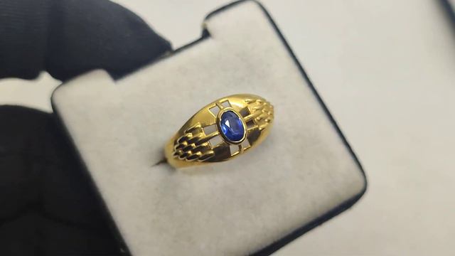 Кольцо серебро 925 проба + золото 750 натуральный сапфир 0.61 кт смотреть онлайн