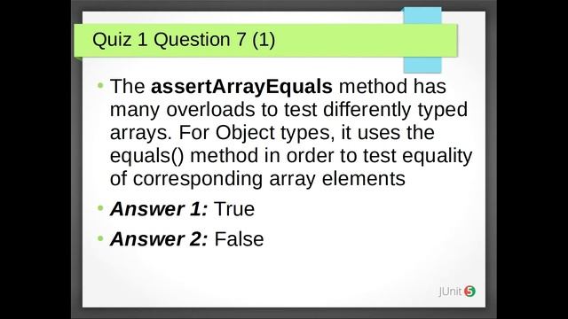 GRG-001 JUnit as a Habit: Quiz 1. Basic Assertions. смотреть онлайн