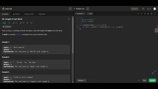 length of the last word - 58 #leetcode #codinglife #javascript #nodejs #python #datastructures смотреть онлайн