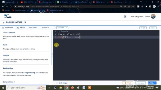 reads a word and print the first character of word #python #pythonforbeginners #pythonprogramming смотреть онлайн