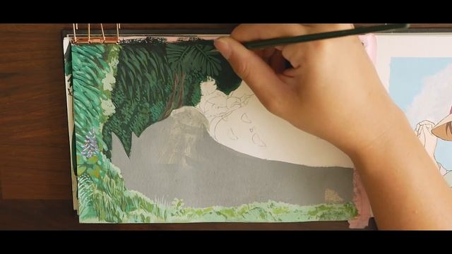 ? painting studio ghibli scenes with jelly gouache // my neighbour totoro смотреть онлайн