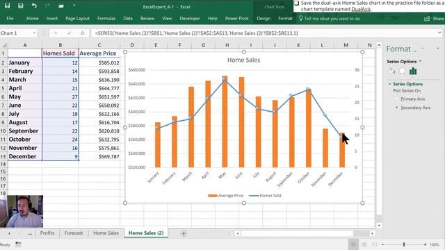 Obj. 4-1 (2/2) Create Advanced Charts 77-728 MOS Excel 2016 Expert Tutorial смотреть онлайн