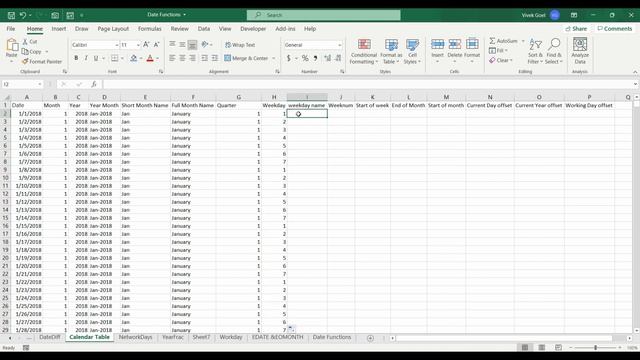 Calendar Table in Excel | Date Functions in Excel | Date Table in Excel смотреть онлайн