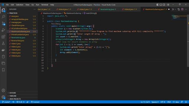 Java Program to find maximum sub-array using Kaden's Algorithm смотреть онлайн