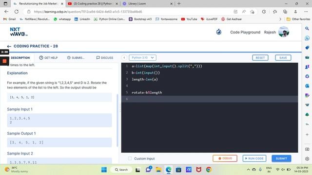 Coding Practice-28|Rotate D Times|#nxtwave #python #coding #ccbp #nextwave #list #codingpractice смотреть онлайн