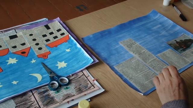 Мастер-класс "Аппликация из газеты. Город" смотреть онлайн