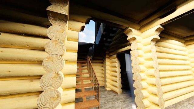 Проект дома "Идилия" из рубленного бревна в стиле "дикий сруб" 256,33 м2 13,3х15 м смотреть онлайн