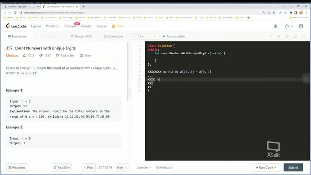 【每日一题】LeetCode 357. Count Numbers with Unique Digits смотреть онлайн