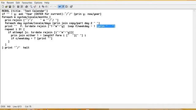 Rebol console text calendar printer смотреть онлайн