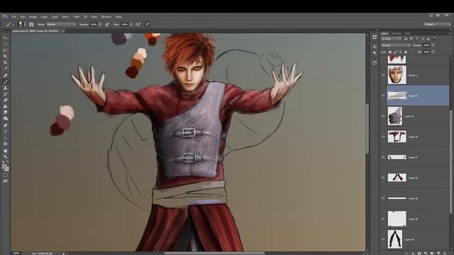 Speed Art - Gaara - Naruto - Photoshop pintura digital realista смотреть онлайн