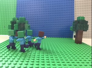 Покадровый анимационный видео ролик: атака зомби, Лего Майнкрафт.