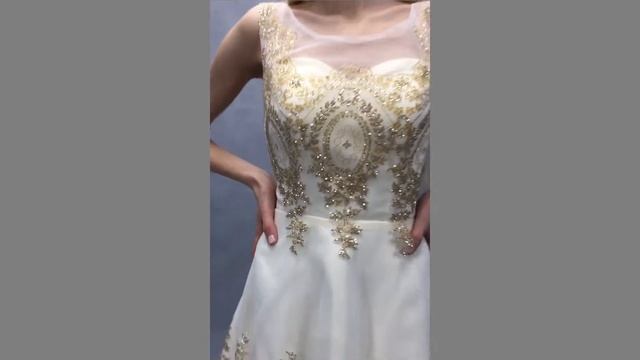 Коктейльное молочное платье рисунок золото лиф пушап PW Kleopatra