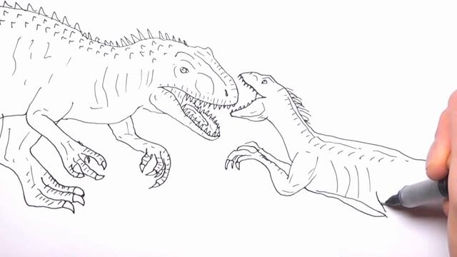 How to Draw Indoraptor VS Indominus Rex - Jurassic World Dinosaurs Color Pages - Dinosaurs Battle смотреть онлайн