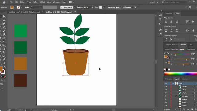 Flat Design Pot Plant | Adobe Illustrator CC Step by Step Tutorial for Beginners смотреть онлайн