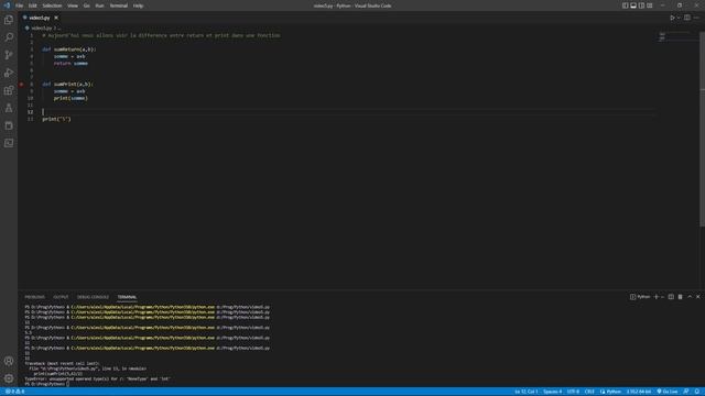 La différence entre return et print() dans une fonction python смотреть онлайн