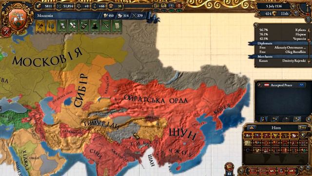 Прохождение Europa Universalis IV (EU4) за Московию:Часть 11 - Украина?! смотреть онлайн