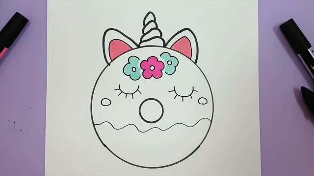 Drawing and Painting - HOW TO DRAW A CUTE UNICORN DONUT EASY смотреть онлайн