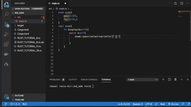 Rust Programming Complete Tutorial| Pattern Matching With Enum Methods Using Match Operator|Part:36 смотреть онлайн