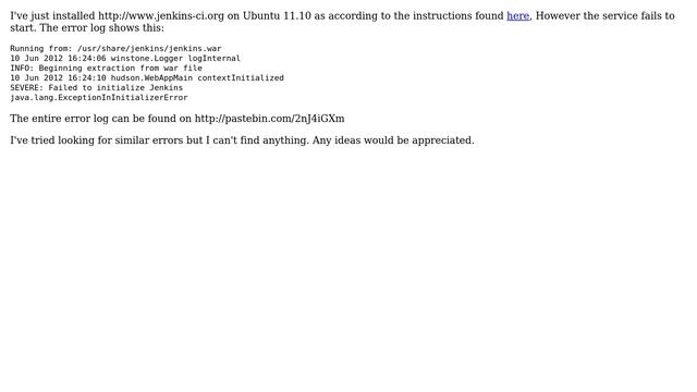 DevOps & SysAdmins: Jenkins CI fails to initialise смотреть онлайн