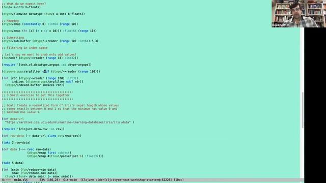 re:Clojure 2021 workshop: Wrangling arrays with dtype-next by David Sletten смотреть онлайн