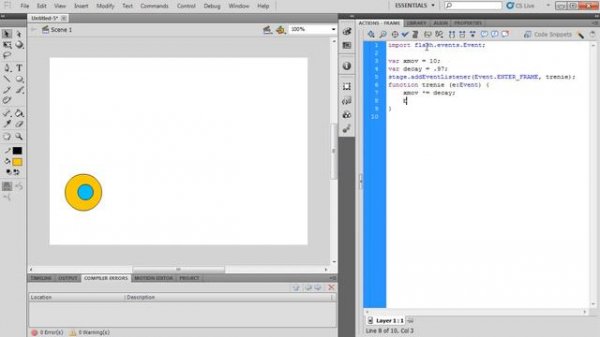 Урок 9: Трение (Action Script 3.0)