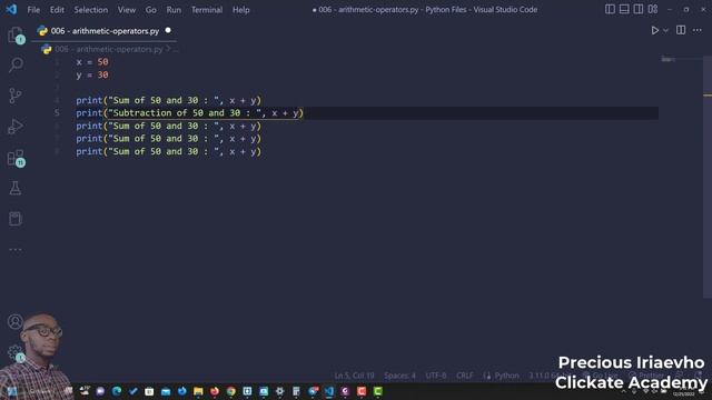 010 - Python Arithmetic Operators | Python Tutorial for Beginners Full Course смотреть онлайн