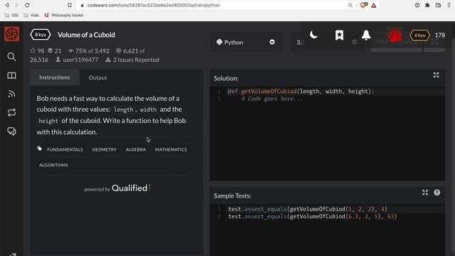 Codewars - Python - Volume of a Cuboid смотреть онлайн