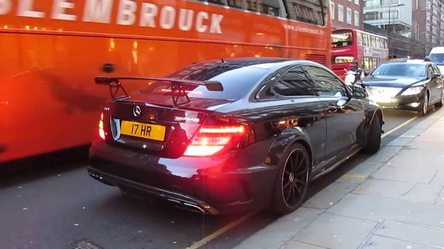 Decatted Mercedes c63 AMG Black series start up and acceleration смотреть онлайн