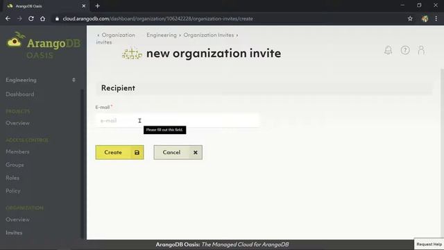 Invite Members To An ArangoDB Oasis Organization