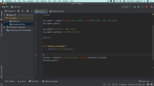 Day 27 - Tkinter, args, kwargs and Creating GUI Prog9. Buttons, Entry, and Setting Component Options смотреть онлайн