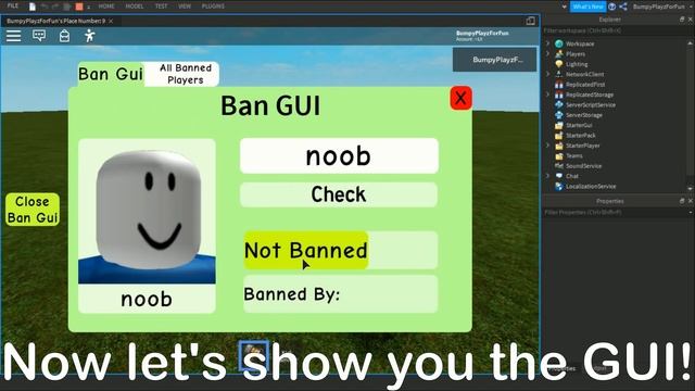 How to make BAN GUI, BAN HAMMER and KICK HAMMER (ADMIN ONLY) | ROBLOX STUDIO смотреть онлайн