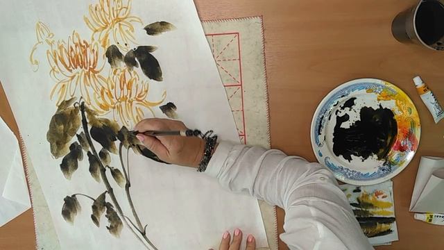 Китайская живопись Го хуа. Хризантемы смотреть онлайн