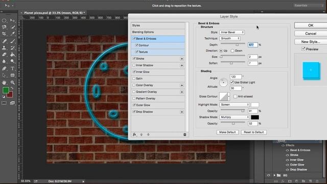 How to make a Neon Pizza sign in Adobe Photoshop CC 2016 смотреть онлайн