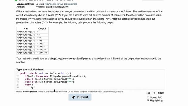 Java Practice It | Exercise 12.7: writeChars | recursion, recursive programming смотреть онлайн
