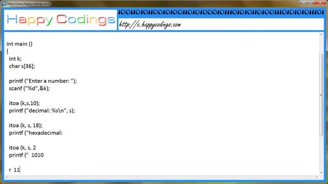 Convert integer to string how to use itoa c code example смотреть онлайн