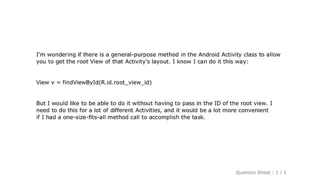 Android : Any easy, generic way in Android to get the root View of a layout? смотреть онлайн