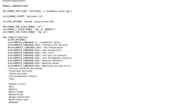Cmake on ARM (arm-none-eabi) - configuration смотреть онлайн