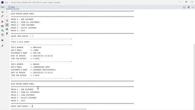 Auto Repair System using File Handling Java смотреть онлайн