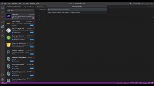 Install Code GPT & set API key on VS code -- for developers