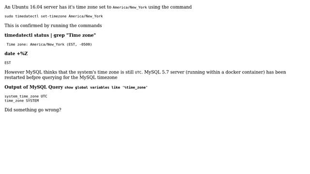 Databases: MySQL does not follow Ubuntu System Time Zone смотреть онлайн