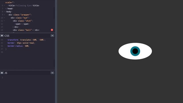 Animated Eye Tutorial - HTML, CSS & JS смотреть онлайн