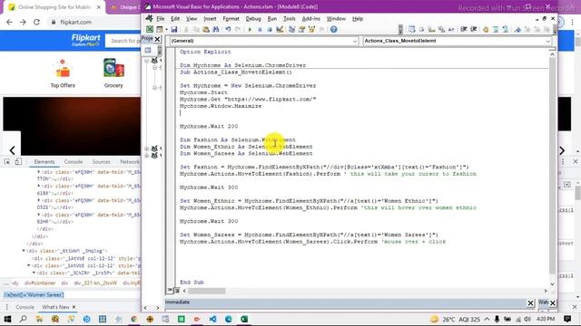 Selenium VBA - Actions Class (MovetoElement) смотреть онлайн
