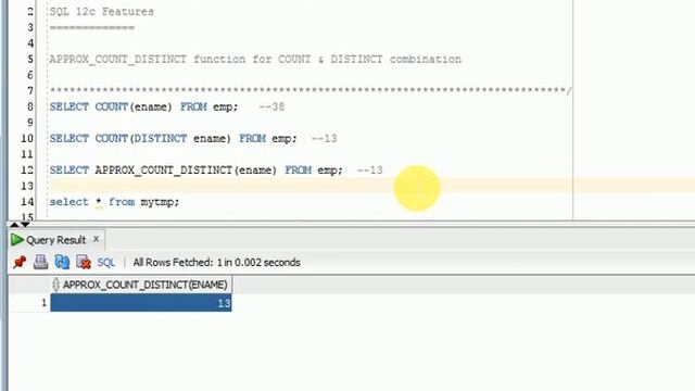 SQL 12c Tutorial 21 : SQL 12c Features APPROX_COUNT_DISTINCT смотреть онлайн
